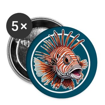 Colorful lionfish coral fish - Buttons small 1''/25 mm (5-pack) - white - Front