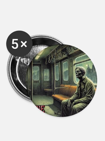 Zombie U Bahn - Buttons klein 25 mm (5er Pack) - Weiß