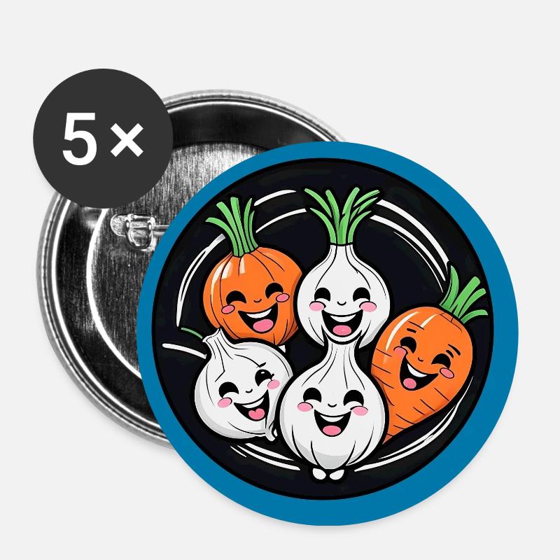 Funny Laughing Vegetables - Buttons small 1''/25 mm (5-pack) - white