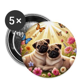 Himmelstruckene Pug Hundefreunde Design - Buttons klein 25 mm (5er Pack) - Weiß - Vorne