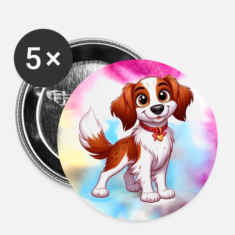 Brittany Spaniel 8 - Buttons small 1''/25 mm (5-pack) - white