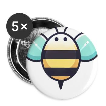 Illustration d’abeille mignonne minimaliste - Lot de 5 petits badges (25 mm) - blanc - Devant