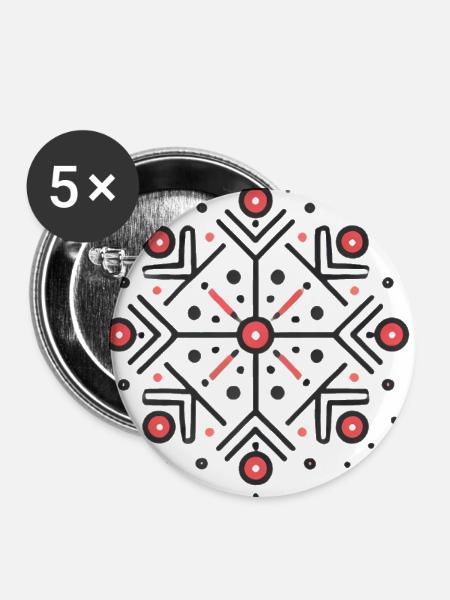 Elegantes rotes Schneeflocken-Abzeichen-Design - Buttons klein 25 mm (5er Pack) - Weiß