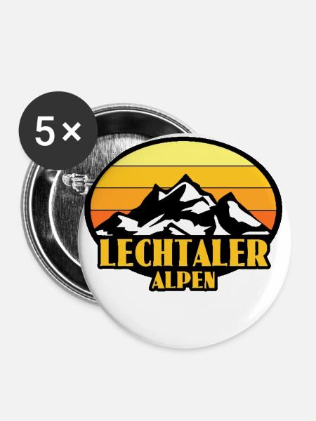 Lechtaler Alpen - Buttons klein 25 mm (5er Pack) - Weiß