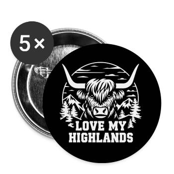 Liebe meine Highlands Schottisches Hochlandrind - Buttons klein 25 mm (5er Pack) - Weiß - Vorne
