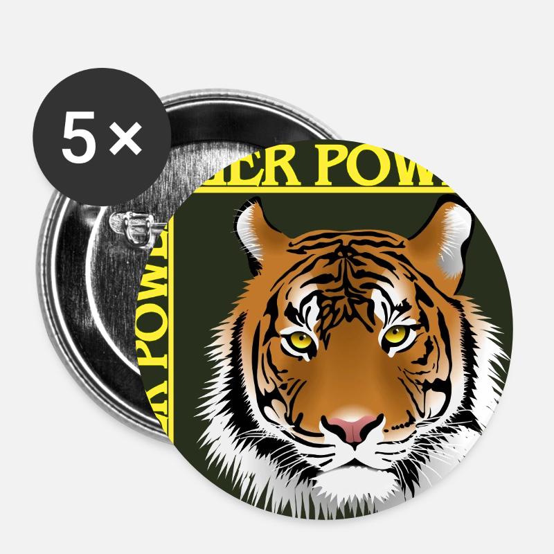 Tiger power - Buttons small 1''/25 mm (5-pack) - white