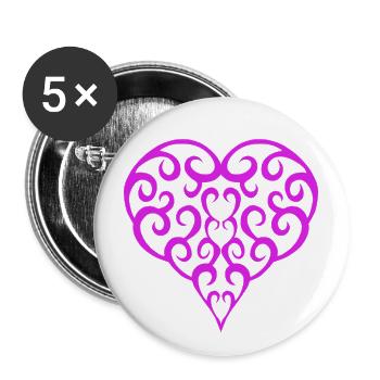 Tribal Heart 2 Pink - Buttons small 1''/25 mm (5-pack) - white - Front