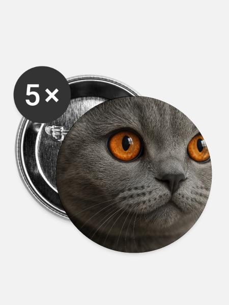 Detailreiche Katzenaugen Design - Buttons klein 25 mm (5er Pack) - Weiß