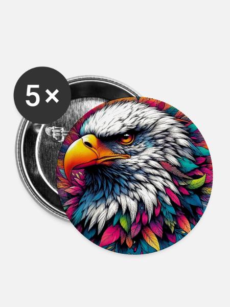 Adler - Buttons klein 25 mm (5er Pack) - Weiß