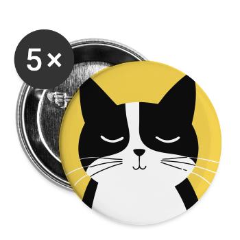 Minimalistische schwarz-weiße Katze - Buttons klein 25 mm (5er Pack) - Weiß - Vorne