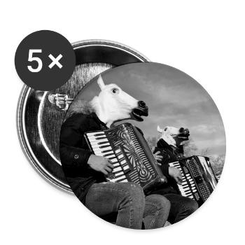 Bande de chevaux - Lot de 5 petits badges (25 mm) - blanc - Devant