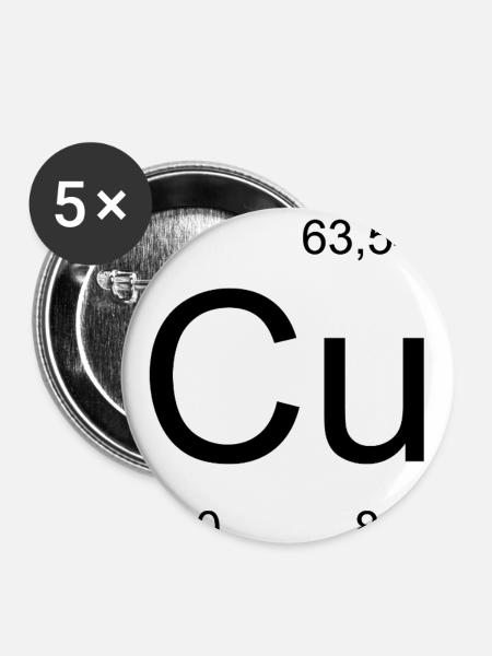 Kupfer Element Stil - Buttons klein 25 mm (5er Pack) - Weiß