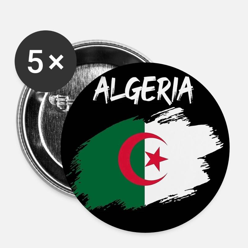 Algerien - Buttons klein 25 mm (5er Pack) - Weiß