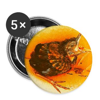 Merle Affamé - Lot de 5 petits badges (25 mm) - blanc - Devant