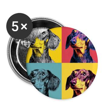 Pop Art Dachshund Quad - Buttons small 1''/25 mm (5-pack) - white - Front