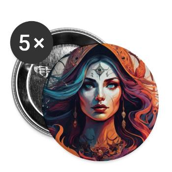 Third Eye magic. Fiery Mystic Portrait - Buttons small 1''/25 mm (5-pack) - white - Front