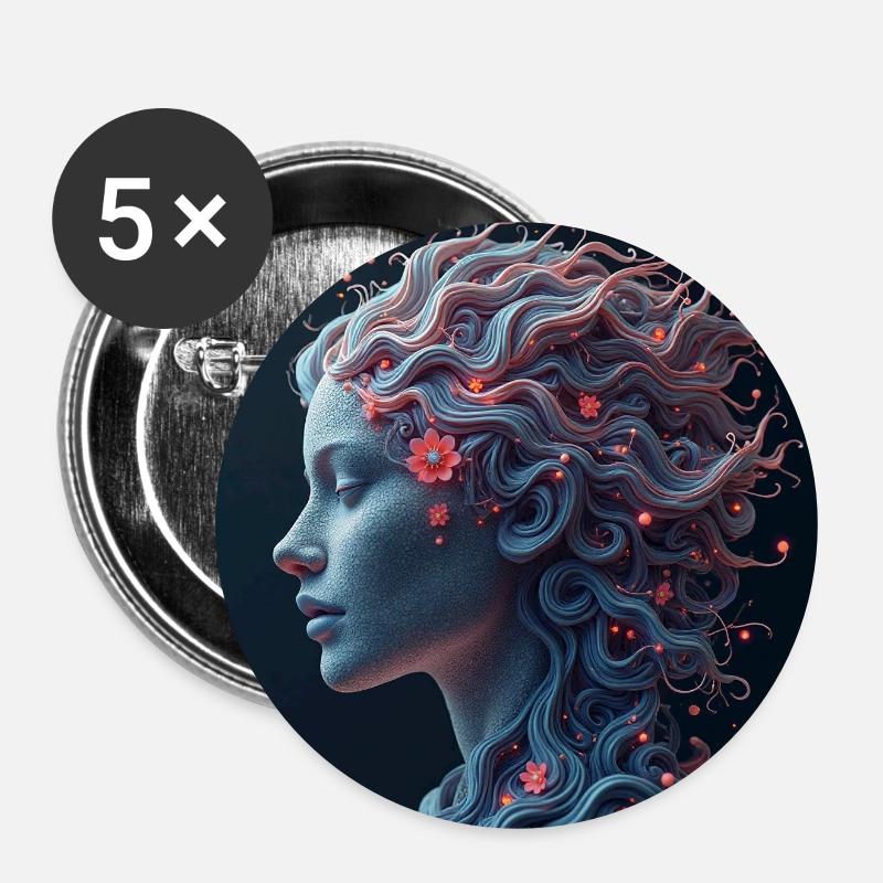 Verspielte weibliche Kunst - Buttons klein 25 mm (5er Pack) - Weiß