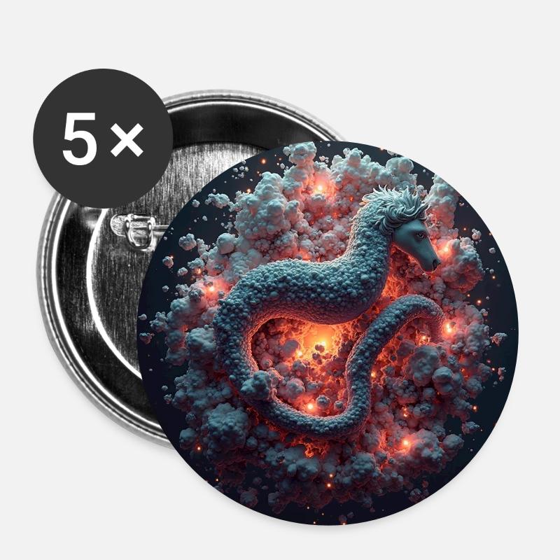 Hypocampal - Buttons klein 25 mm (5er Pack) - Weiß