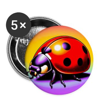 coccinelle - Lot de 5 petits badges (25 mm) - blanc - Devant