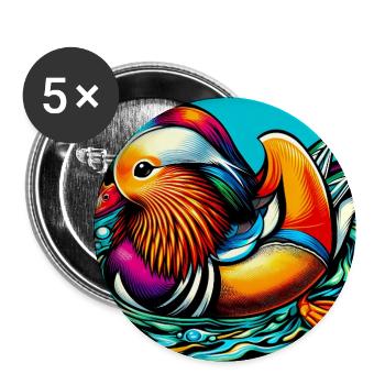 Mandarin duck - Buttons small 1''/25 mm (5-pack) - white - Front