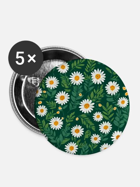 Gänseblümchen Blumen - Buttons klein 25 mm (5er Pack) - Weiß
