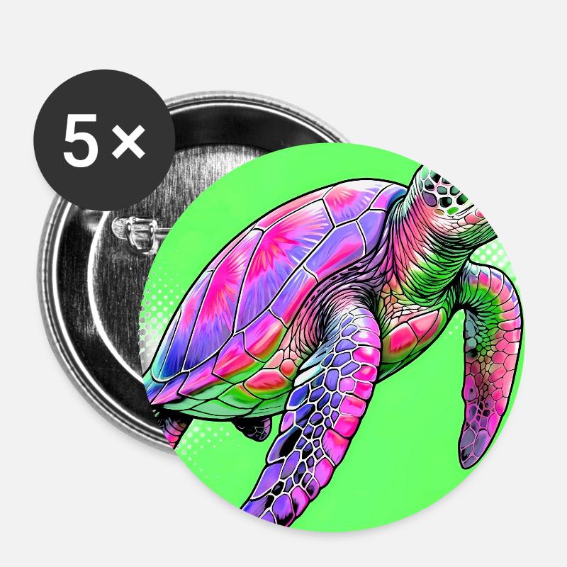 Schildkröte - Buttons klein 25 mm (5er Pack) - Weiß