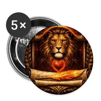 Lionheart & Phoenix Feather - Buttons small 1''/25 mm (5-pack) - white - Front
