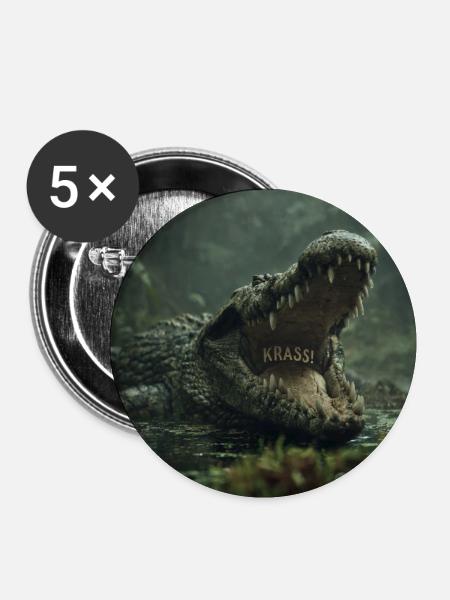 KRASS! Das wilde Krokodil - Buttons klein 25 mm (5er Pack) - Weiß