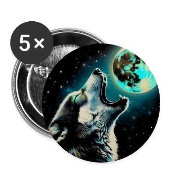 Wolf howls at the Full Moon - Buttons small 1''/25 mm (5-pack) - white - Front