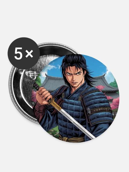 Manga-Stil-Aufkleber - Buttons klein 25 mm (5er Pack) - Weiß