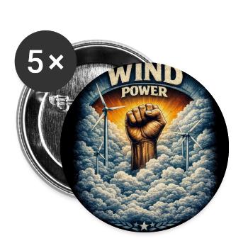 Wind power fist over clouds - Buttons small 1''/25 mm (5-pack) - white - Front