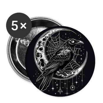 Der Rabe der Dämmerung und der gotische Mond - Buttons klein 25 mm (5er Pack) - Weiß - Vorne