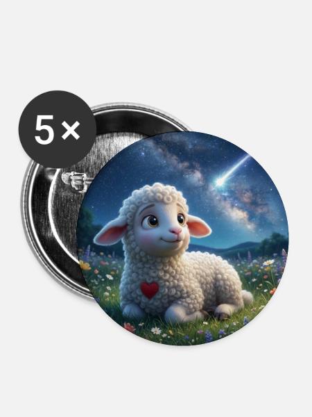 Lammy_watching_falling_star - Buttons klein 25 mm (5er Pack) - Weiß