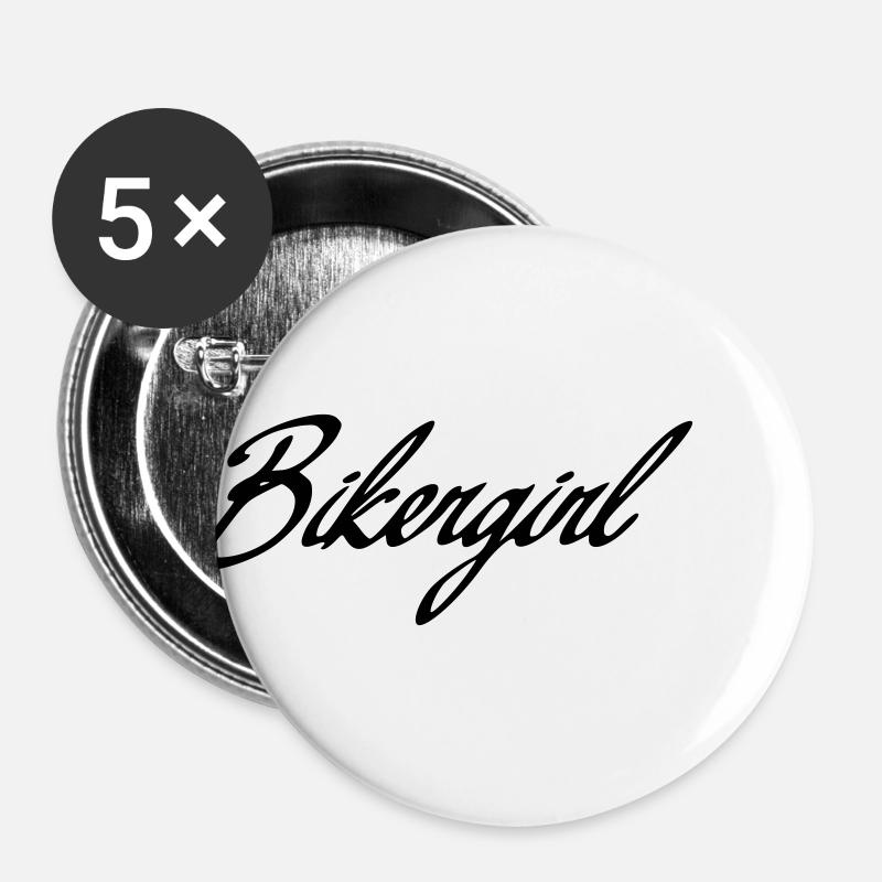 bikergirl - Buttons small 1''/25 mm (5-pack) - white