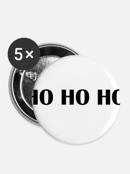 Ho Ho Ho - Buttons klein 25 mm (5er Pack) - Weiß