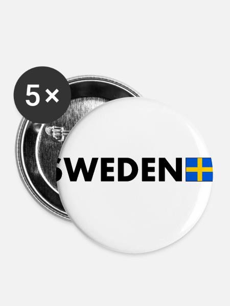 Schweden - Buttons klein 25 mm (5er Pack) - Weiß