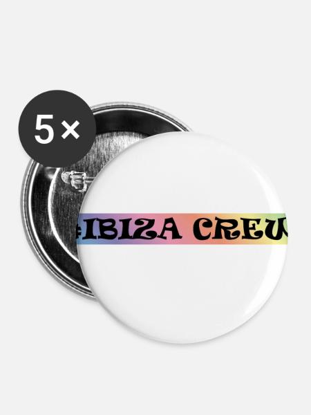 Ibiza Crew - Buttons klein 25 mm (5er Pack) - Weiß