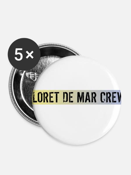Lloret De Mar Crew - Buttons klein 25 mm (5er Pack) - Weiß