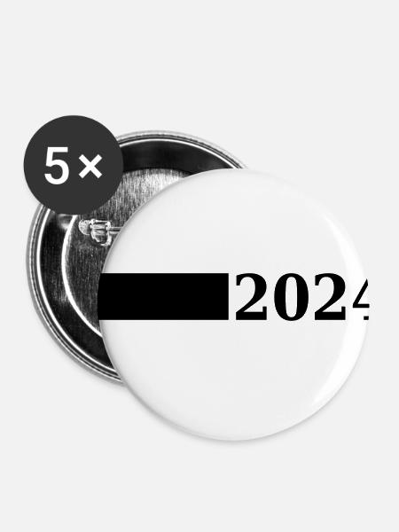 2024 Jahr - Buttons klein 25 mm (5er Pack) - Weiß