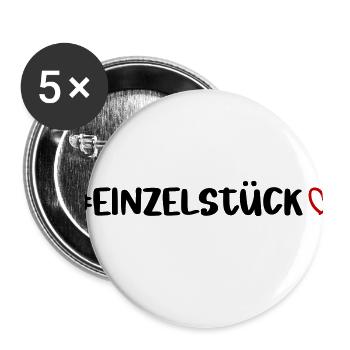 Morceau de coeur unique - Lot de 5 petits badges (25 mm) - blanc - Devant