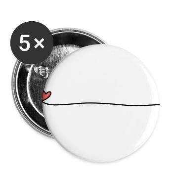 Icône rouge de la ligne de coeur - Lot de 5 petits badges (25 mm) - blanc - Devant