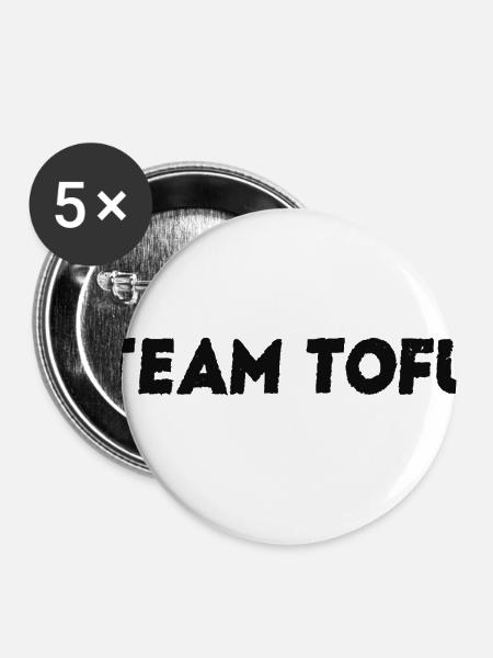 TEAM TOFU - VEGAN Geschenkidee - Buttons klein 25 mm (5er Pack) - Weiß