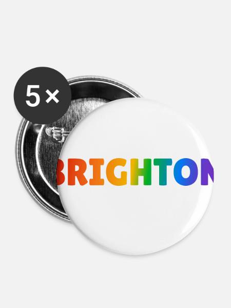 Brighton Regenbogen LGBTQ Gay Pride - Buttons klein 25 mm (5er Pack) - Weiß