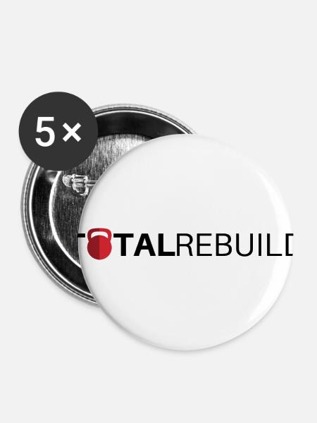 TR Lang Schwarz - Buttons klein 25 mm (5er Pack) - Weiß