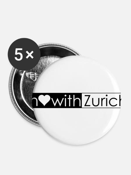 Zürich - Buttons klein 25 mm (5er Pack) - Weiß