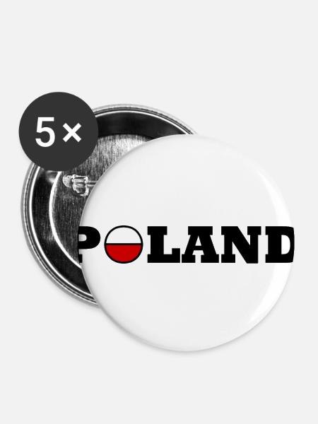 Poland / Polen - Buttons klein 25 mm (5er Pack) - Weiß