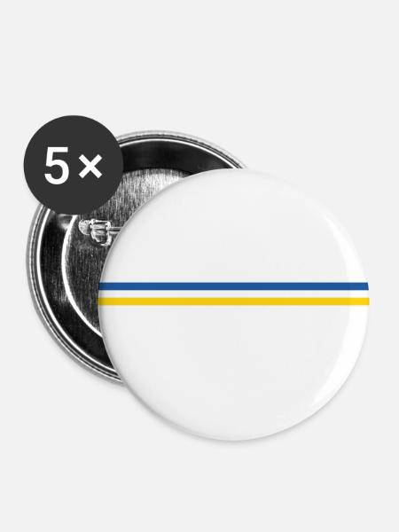 Linie oder Flagge Ukraine - Buttons klein 25 mm (5er Pack) - Weiß