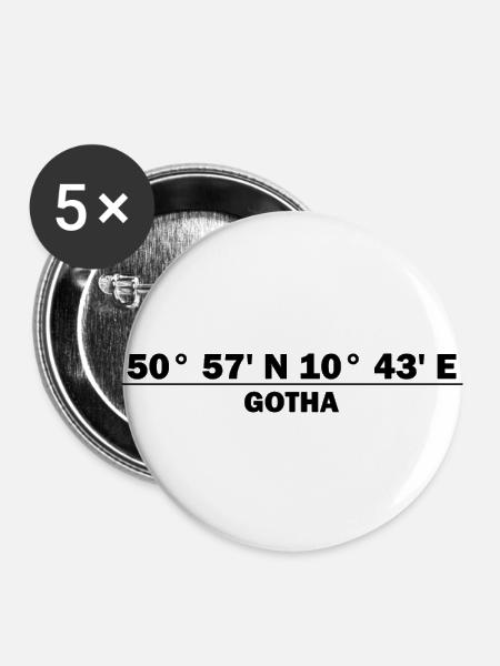 Gotha Koordinaten - Buttons klein 25 mm (5er Pack) - Weiß