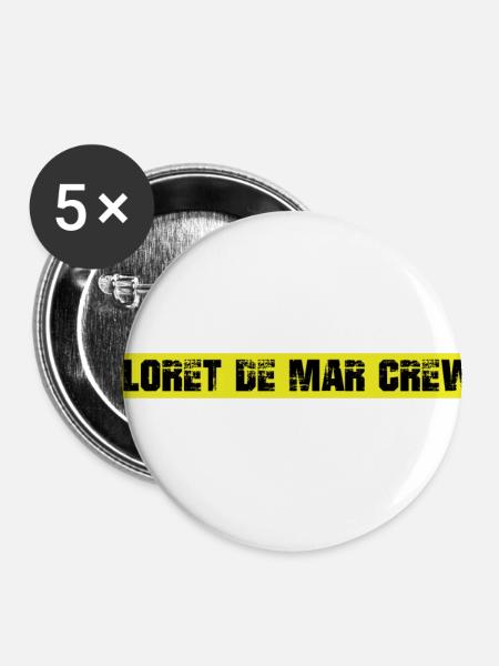 Lloret De Mar Crew - Buttons klein 25 mm (5er Pack) - Weiß