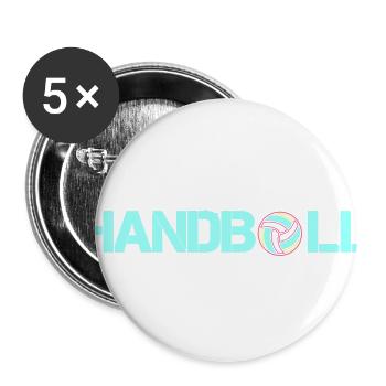 handball - Lot de 5 petits badges (25 mm) - blanc - Devant
